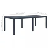 antracit rattan hatású műanyag kerti asztal 220 x 90 x 72 cm