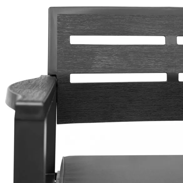 kétszemélyes antracit műanyag kerti pad párnákkal 133 cm