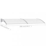 szürke polikarbonát ajtóelőtető 300 x 100 cm