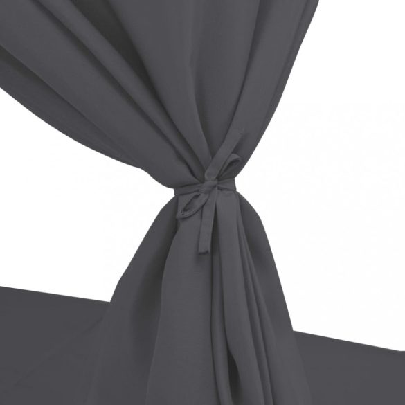 szürke polyrattan napozóágy függönyökkel