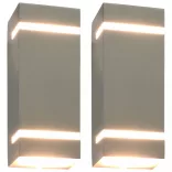 2 db ezüstszínű négyszögű kültéri fali lámpa 35 W