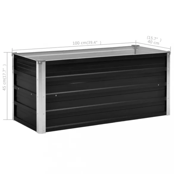 antracitszürke horganyzott acél kerti magaságyás 100x40x45 cm