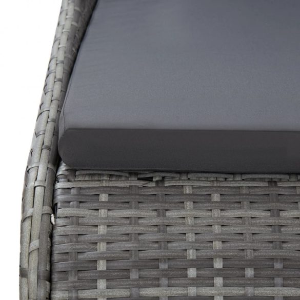 szürke polyrattan kerti ágy 110x200 cm