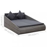 szürke polyrattan kerti ágy 110x200 cm