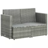 szürke kétszemélyes polyrattan kerti kanapé párnákkal