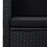 fekete kétszemélyes polyrattan kerti kanapé párnákkal