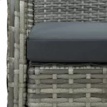 3 személyes szürke polyrattan kerti kanapé párnával