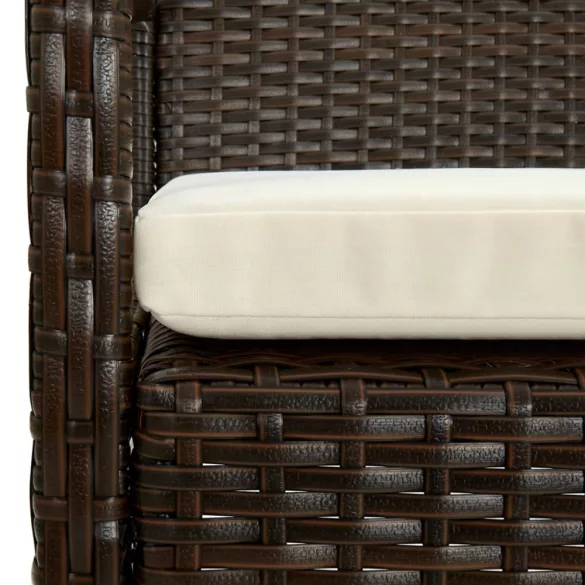 barna polyrattan kerti szék párnával