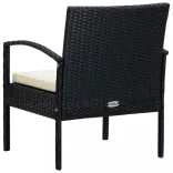 fekete polyrattan kerti szék párnával