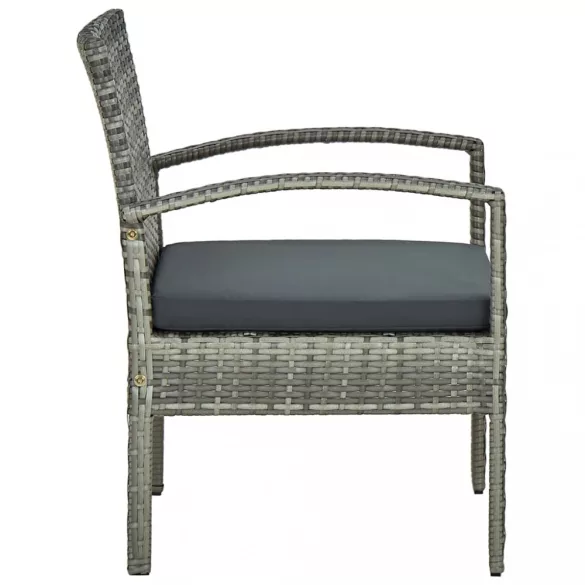 szürke polyrattan kerti szék párnával