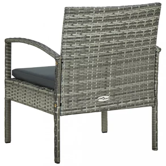 szürke polyrattan kerti szék párnával
