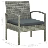 szürke polyrattan kerti szék párnával