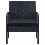fekete polyrattan kerti szék párnával