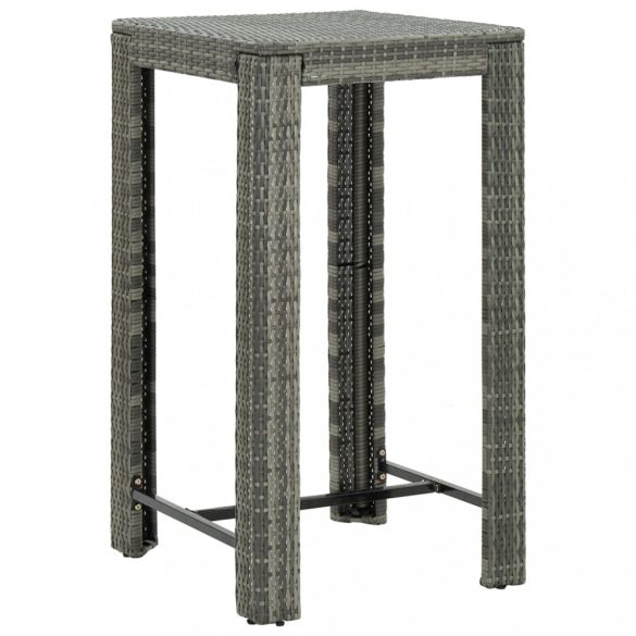 szürke polyrattan kerti bárasztal 60,5 x 60,5 x 110,5 cm