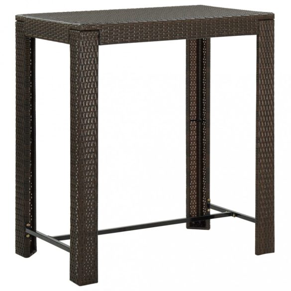 barna polyrattan kerti bárasztal 100 x 60,5 x 110,5 cm