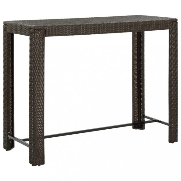 barna polyrattan kerti bárasztal 140,5 x 60,5 x 110,5 cm