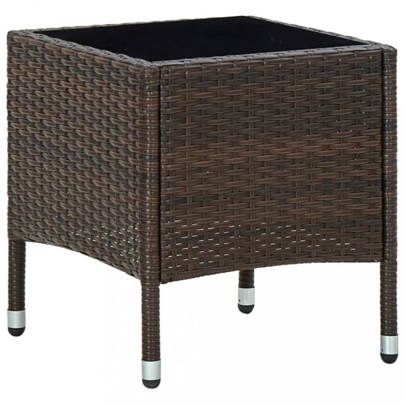 barna polyrattan kerti asztal 40 x 40 x 45 cm