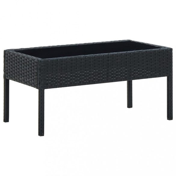 fekete polyrattan kerti asztal 75 x 40 x 37 cm