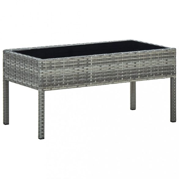 szürke polyrattan kerti asztal 75 x 40 x 37 cm