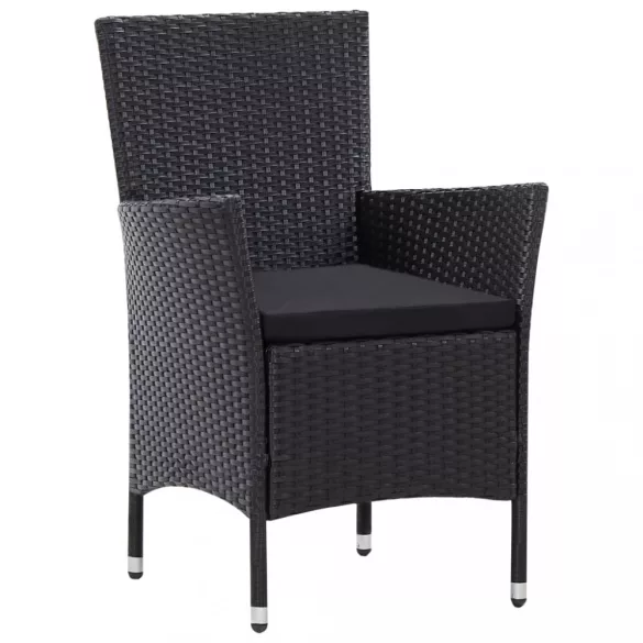 7 részes fekete kültéri polyrattan étkezőgarnitúra