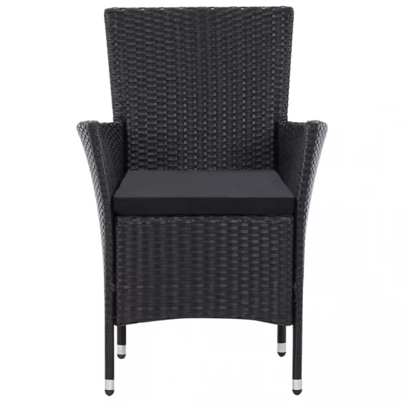 7 részes fekete kültéri polyrattan étkezőgarnitúra
