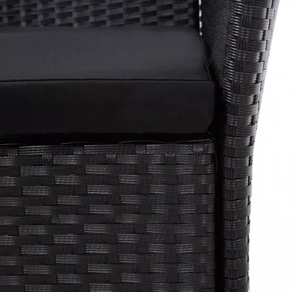 7 részes fekete kültéri polyrattan étkezőgarnitúra