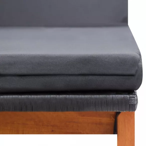 polyrattan és tömör akácfa napozóágy asztallal