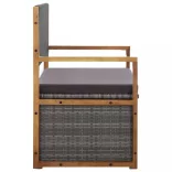 szürke polyrattan és tömör akácfa tárolópad 115 cm