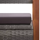 szürke polyrattan és tömör akácfa tárolópad 115 cm