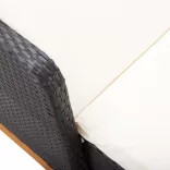 fekete polyrattan és tömör akácfa napozóágy
