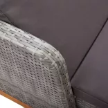 szürke polyrattan és tömör akácfa napozóágy