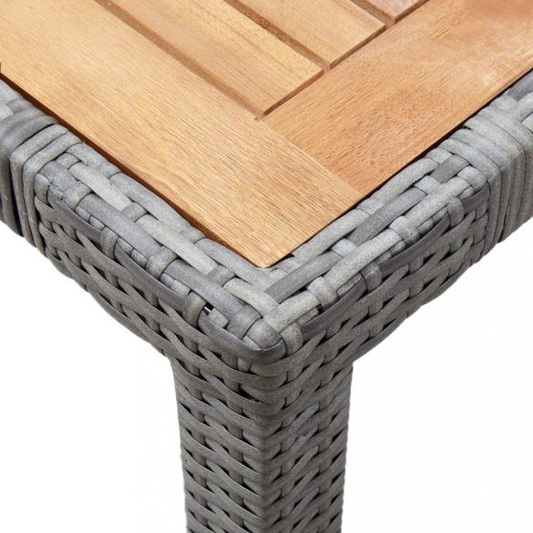 9 részes szürke polyrattan kültéri étkezőgarnitúra párnákkal