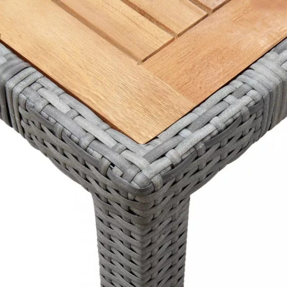 7-részes szürke polyrattan kültéri étkezőgarnitúra párnákkal