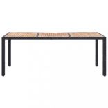 9-részes fekete polyrattan kültéri étkezőszett párnákkal