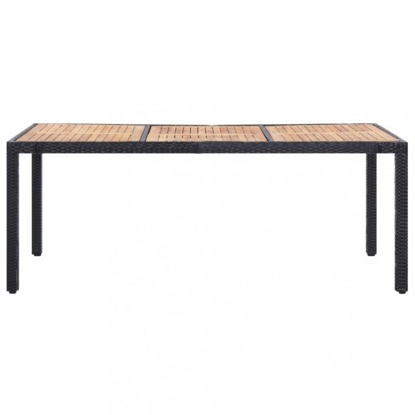 9-részes fekete polyrattan kültéri étkezőszett párnákkal