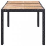 9-részes fekete polyrattan kültéri étkezőszett párnákkal