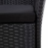9-részes fekete polyrattan kültéri étkezőszett párnákkal