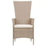 7 részes bézs polyrattan kültéri étkezőszett párnákkal