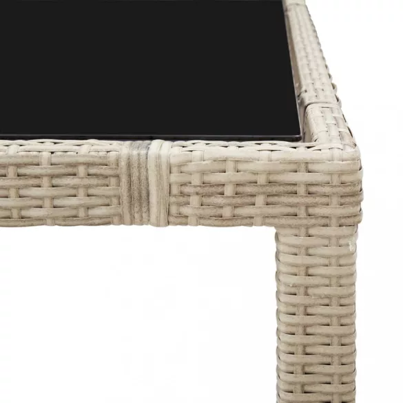 7 részes bézs polyrattan kültéri étkezőszett párnákkal