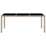 9 részes bézs polyrattan kültéri étkezőszett párnákkal