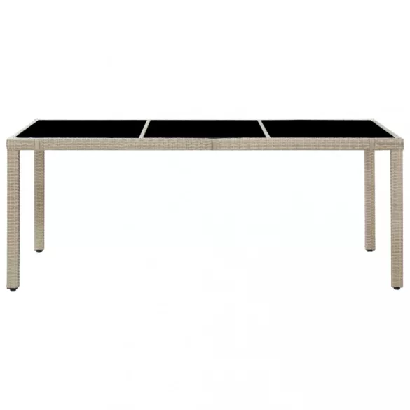 9 részes bézs polyrattan kültéri étkezőszett párnákkal