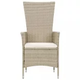 9 részes bézs polyrattan kültéri étkezőszett párnákkal