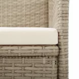 2 db bézs dönthető háttámlás polyrattan kerti szék párnával