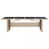 9 részes bézs polyrattan kültéri étkezőszett párnákkal