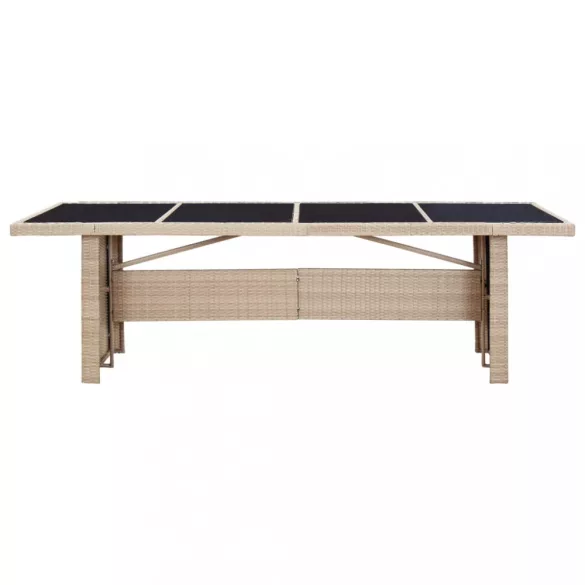 9 részes bézs polyrattan kültéri étkezőszett párnákkal