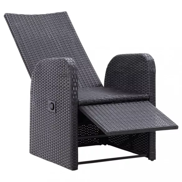 fekete dönthető háttámlás polyrattan kerti szék párnával