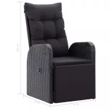 fekete dönthető háttámlás polyrattan kerti szék párnával