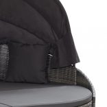 szürke polyrattan kültéri napozóágy napellenzővel