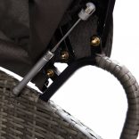 szürke polyrattan kültéri napozóágy napellenzővel