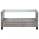 6 részes sötétszürke polyrattan kerti kanapészett párnákkal